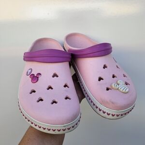 CROCS Pink Clogs with Purple Strap